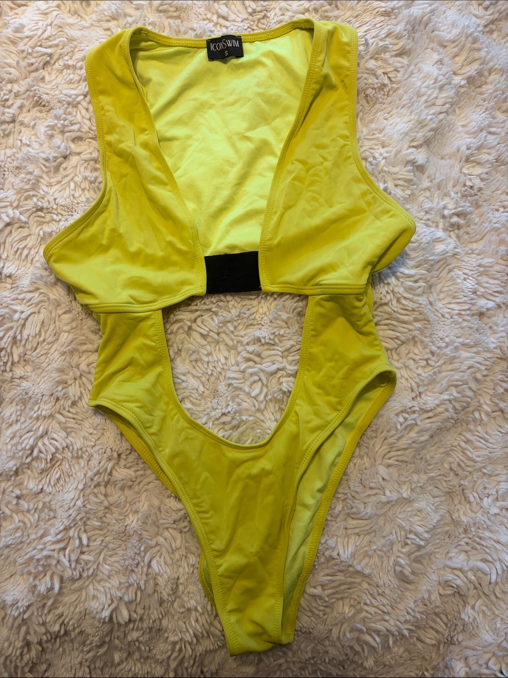 Icon Swim Neon Yellow Cutout One-Piece Swimsuit with Support Band